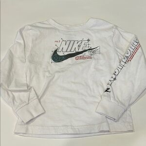 Nike Kids White Long Sleeve Tee with Graphic Design